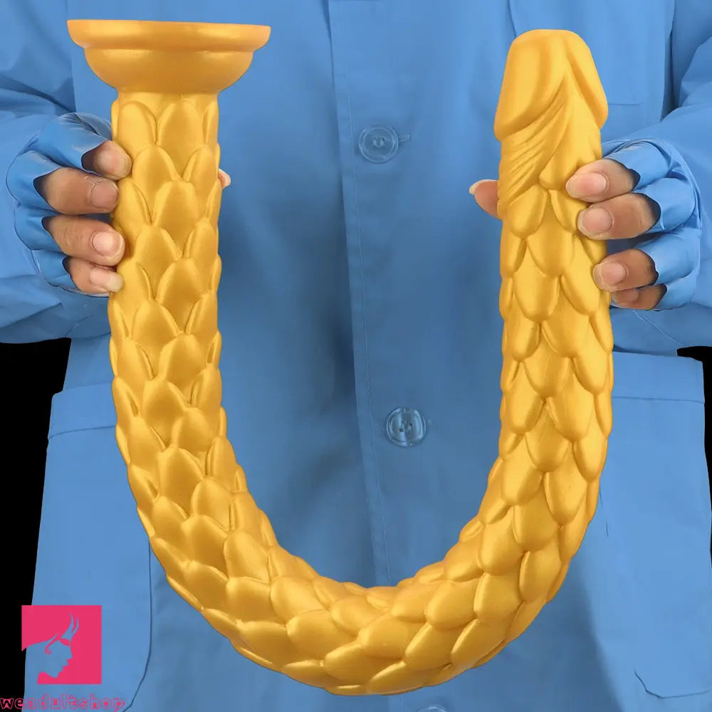 24.4in Gold Silicone Extra-long Scales Huge Dildo For Women Men Cock