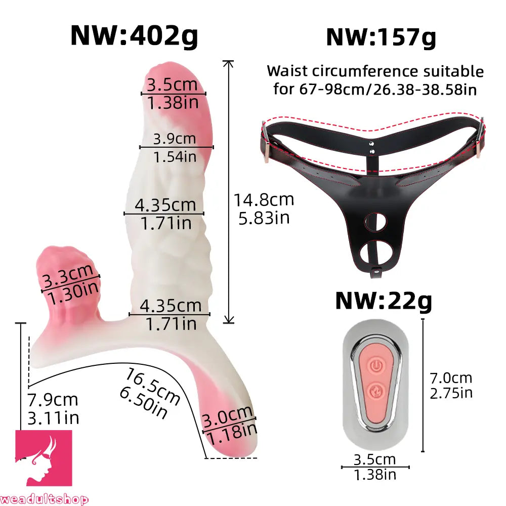 5.83in Dragon Scale Monster Wearable Strap on Vibrating Anal Dildo