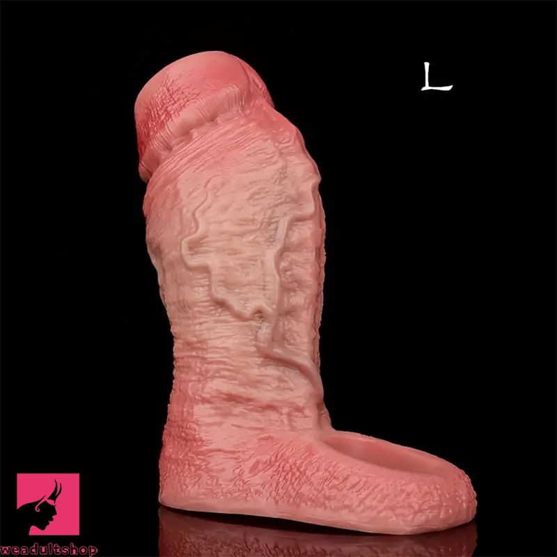 4.09in 4.64in 5.51in Realistic Silicone Sleeve Soft Flexible Cock Ring Dildo