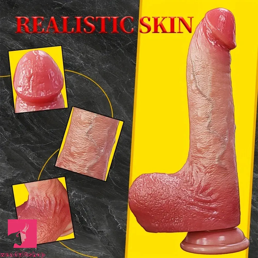 8.46in Automatic Heating Thrusting Vibrating Silicone Real Skin Female Dildo