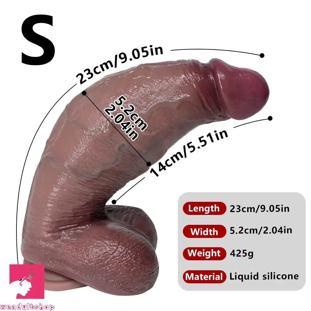 9.05in 10.23in 11.41in Strap on Realistic Soft Dildo Penis Masturbator