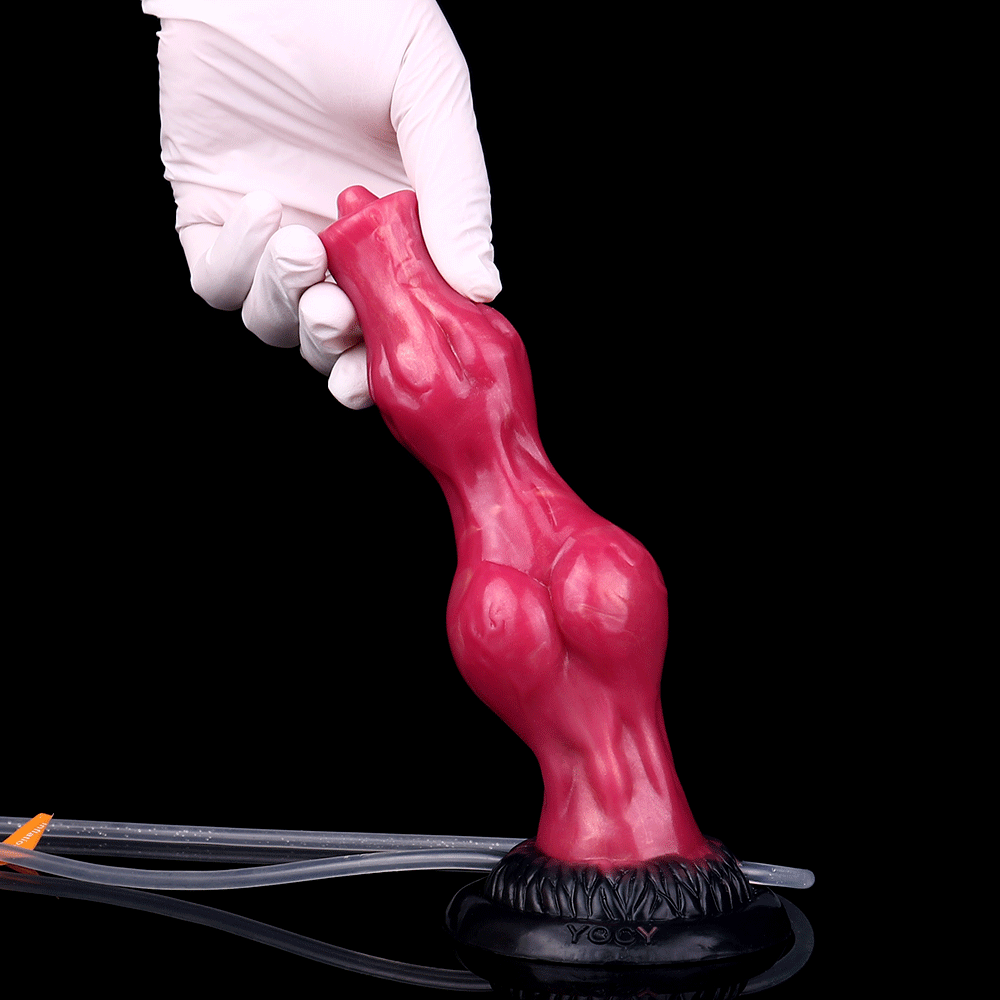 8.11in Dog Knot Silicone Soft Big Ejaculating Dildo G-Spot Stimulato Cock