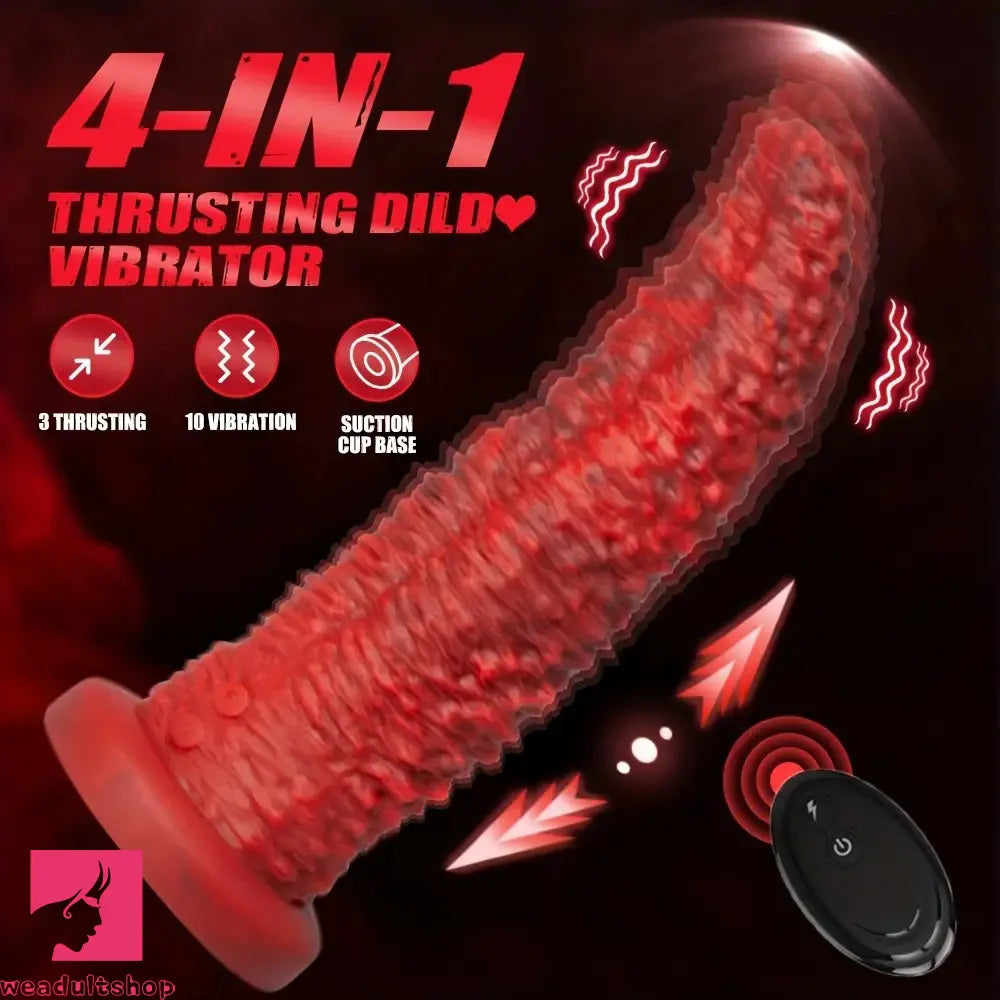 9.45in Monster Soft Odd Silicone G-Spot 10 Vibrating 3 Thrust Modes Dildo