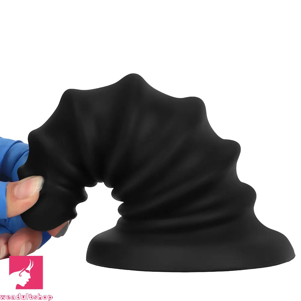 4.92in 5.7in 6.69in 7.48in Black Silicone Screws Anal Dilator Cock Dildo