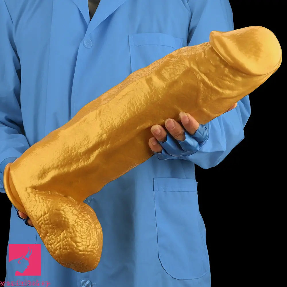 18.11in Gold Silicone Soft Huge Thick Long Dildo For Anus Vagina Cock