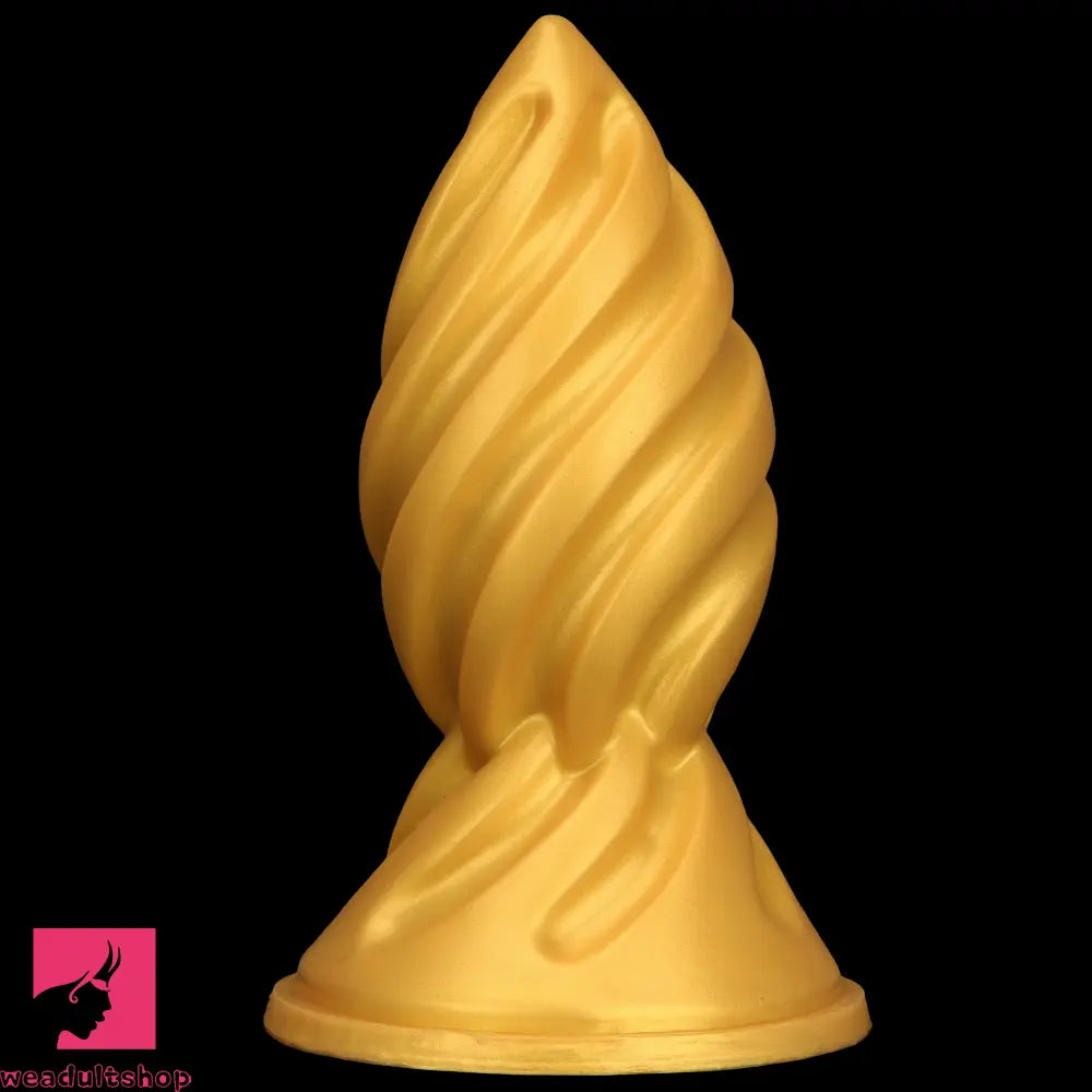 6.49in 7.67in 9.05in 9.84in Golden Silicone Spiral Thread Women Dildo
