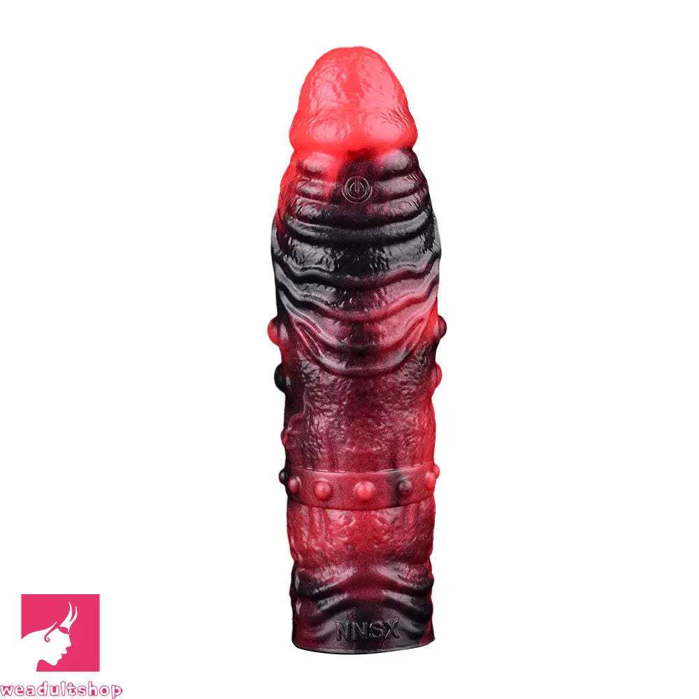 5.98in 7.09in Silicone Cock Sleeve Spiked Hollow Vibrating Odd Cock Dildo