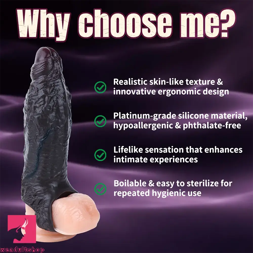 6.69in Uncut Vivid Glans Lifelike Veins Penis Sleeve Dildo Adult Love Toy