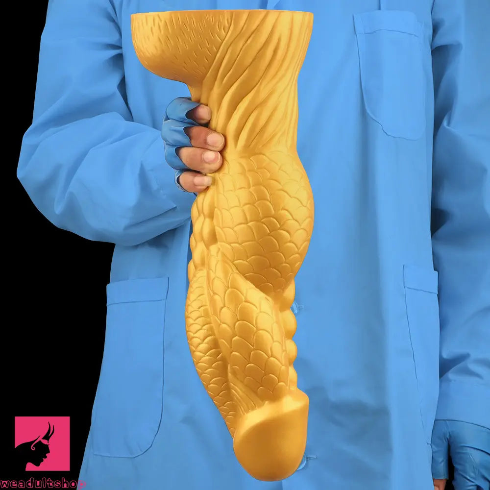 14.56in Gold Silicone Dragon Soft Big Long Realistic Animal Thick Dildo
