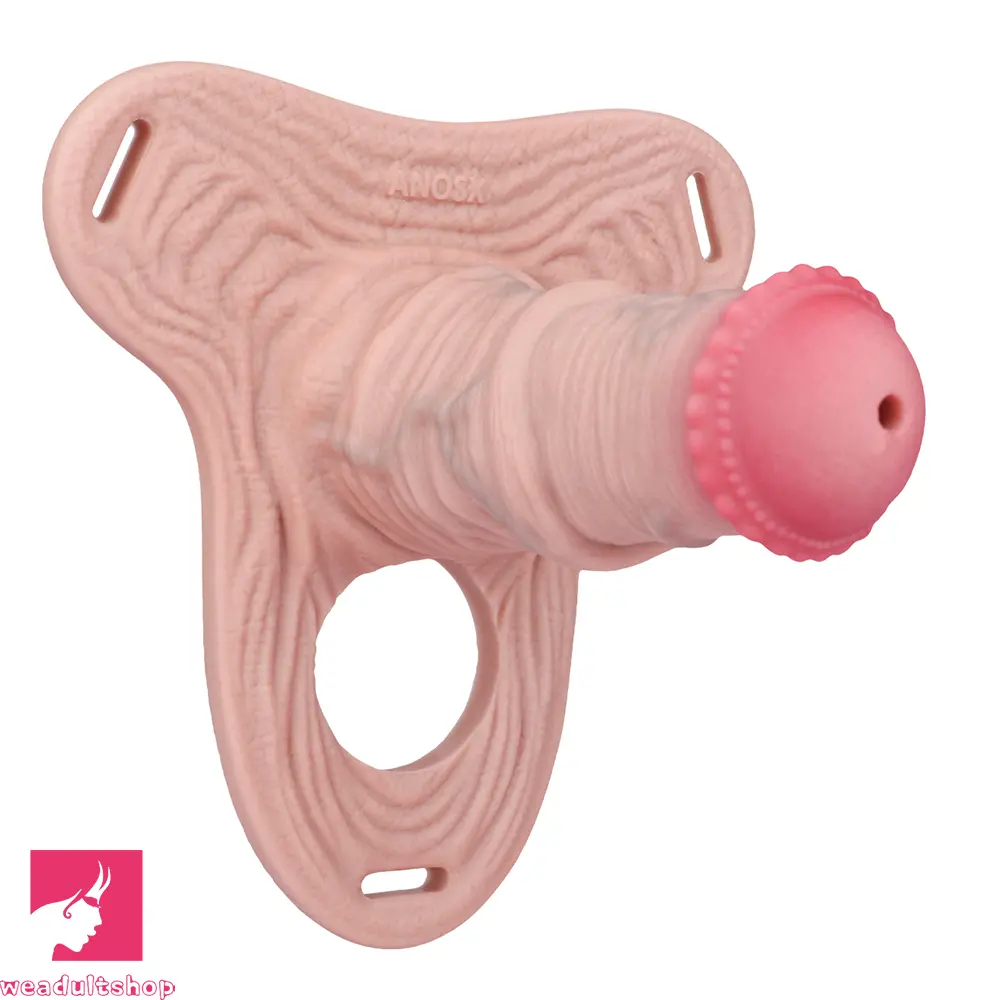 5.7in Silicone Horse Penis Male Cage Strap on Chastity Dildo With Lock