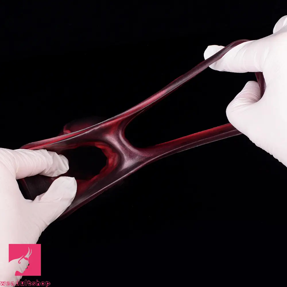 7.17in Silicone Animal Sleeve Knot Vibrating Hollow Dildo With Cock Ring