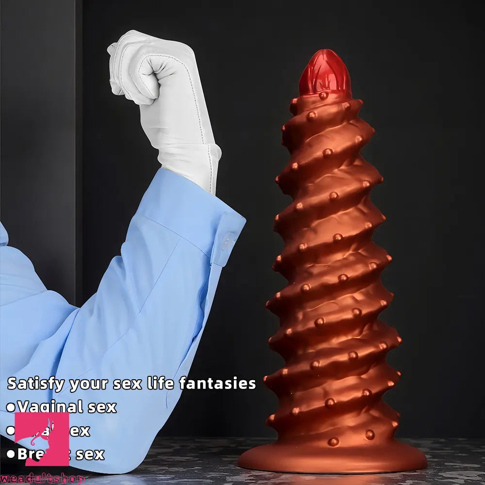 10.43in 12in 14.17in Extra-Big Long Threaded Silicone Sharp Head Dildo