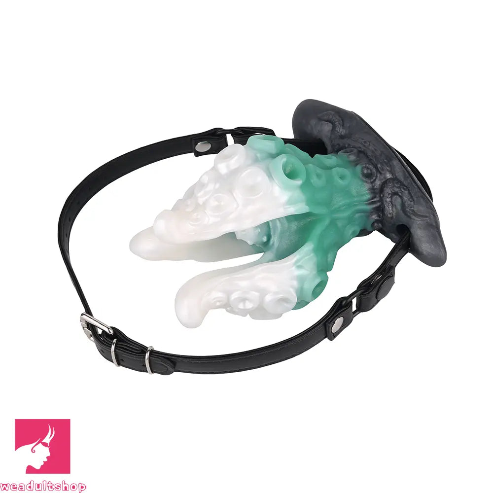 4.25in 5.15in 6.22in Odd Anchor Strap on Vibrating Mouth Gag Tentacle Dildo