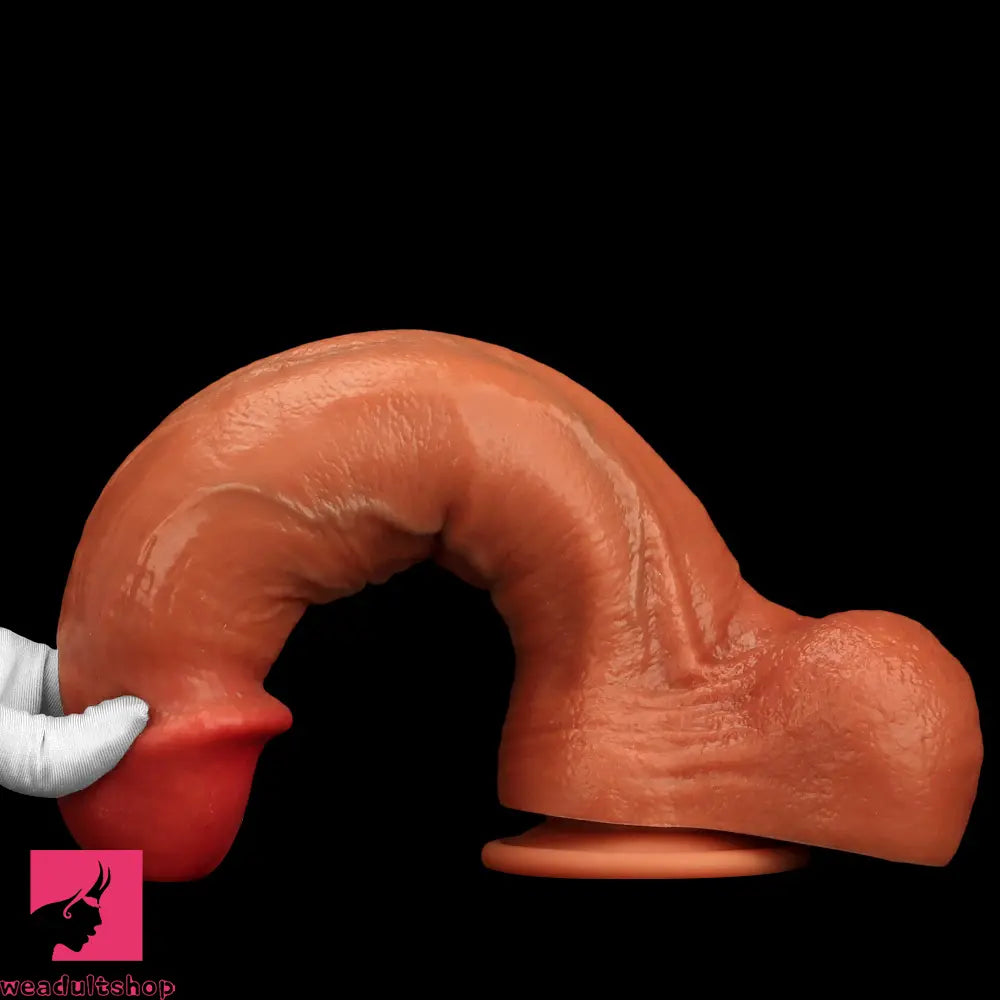 9.05in 10.23in 11.81in Oversized Curved Mushroom Head Silicone Sex Dildo