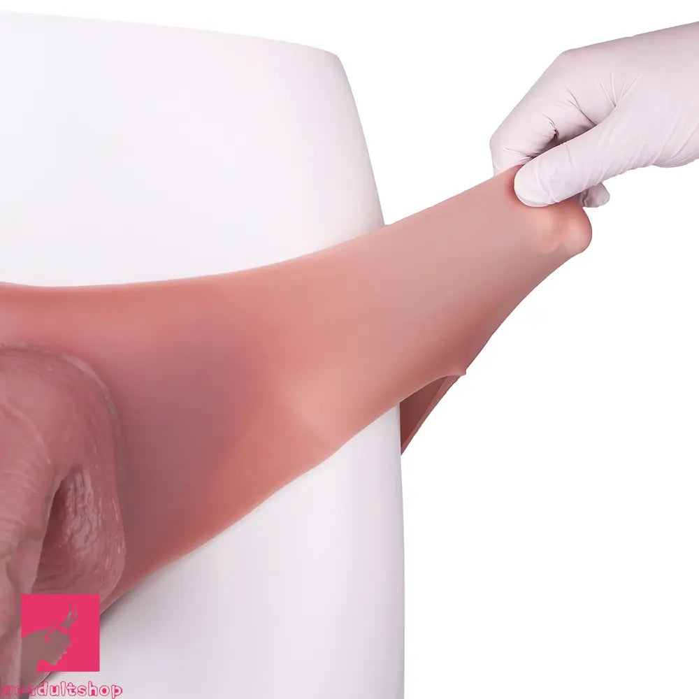 10.11in Hollow Sleeve Strap on Dildo Leather Pants For Men Women Love