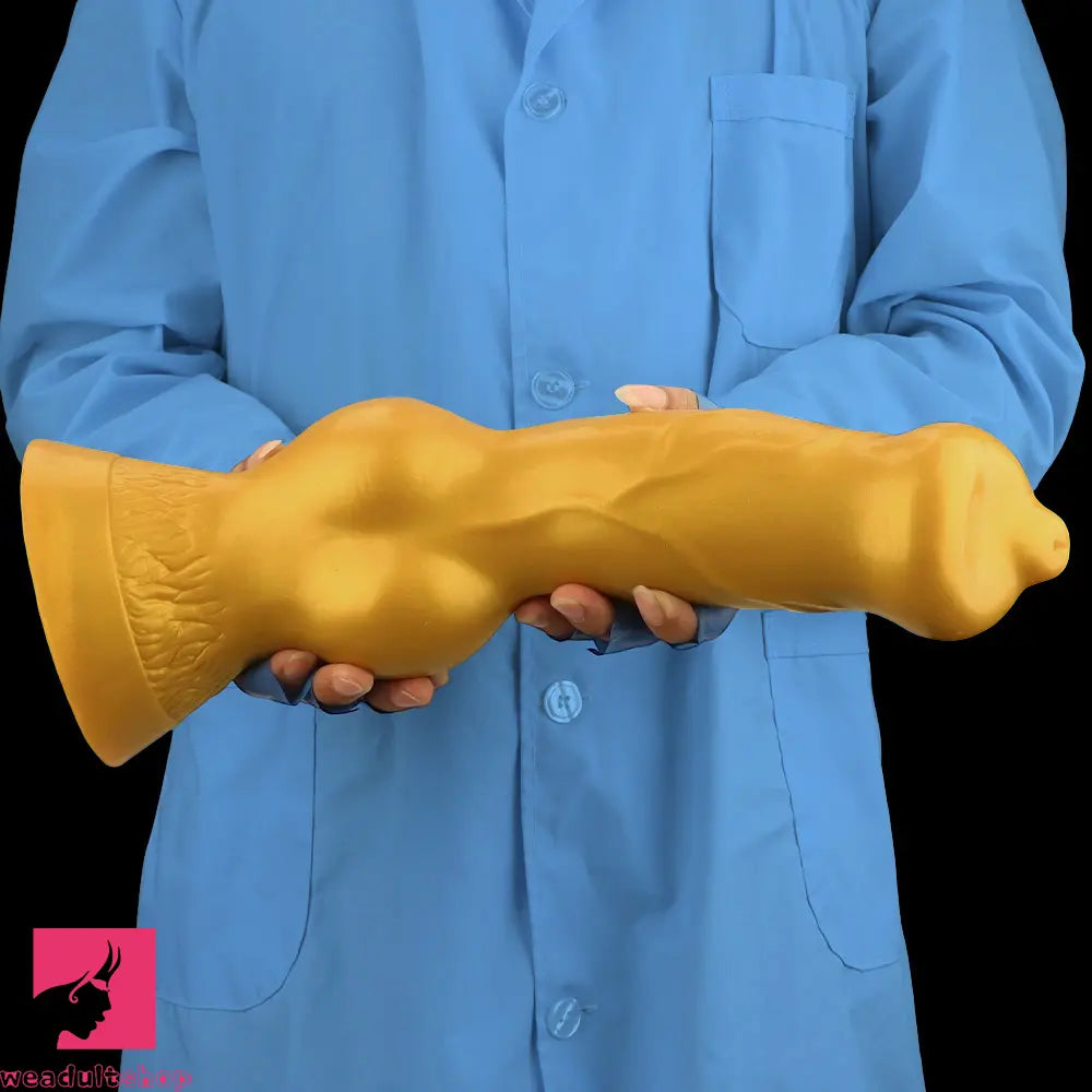 14.76in Golden Silicone Soft Huge Thick Dog Knot Dildo For Real Pleasure