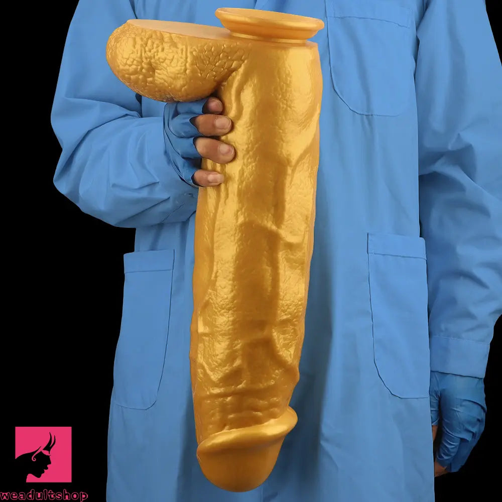 18.11in Gold Silicone Soft Huge Thick Long Dildo For Anus Vagina Cock