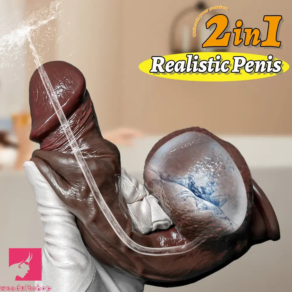 8.46in Squirting Sliding Skin Strap on Dildo Adult Cock Toy For Couples