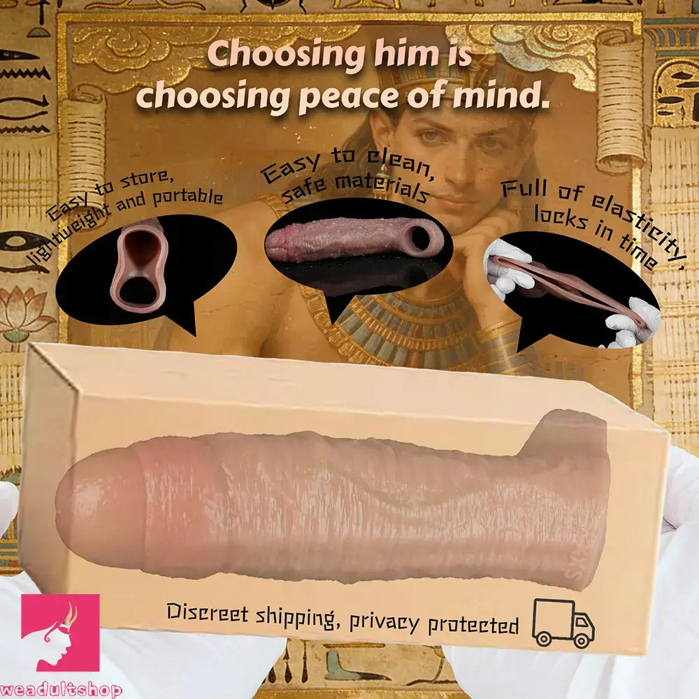 5.82in Uncut Real Silicone Soft Cock Sleeve Dildo Realistic Pleasure Toy