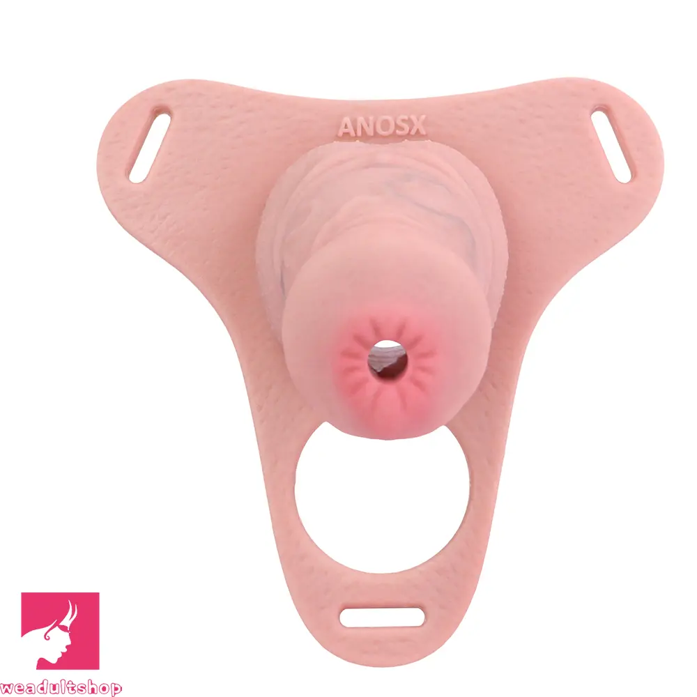 3.54in Silicone Soft Real Penis Cage Strap on Chastity Dildo With Lock