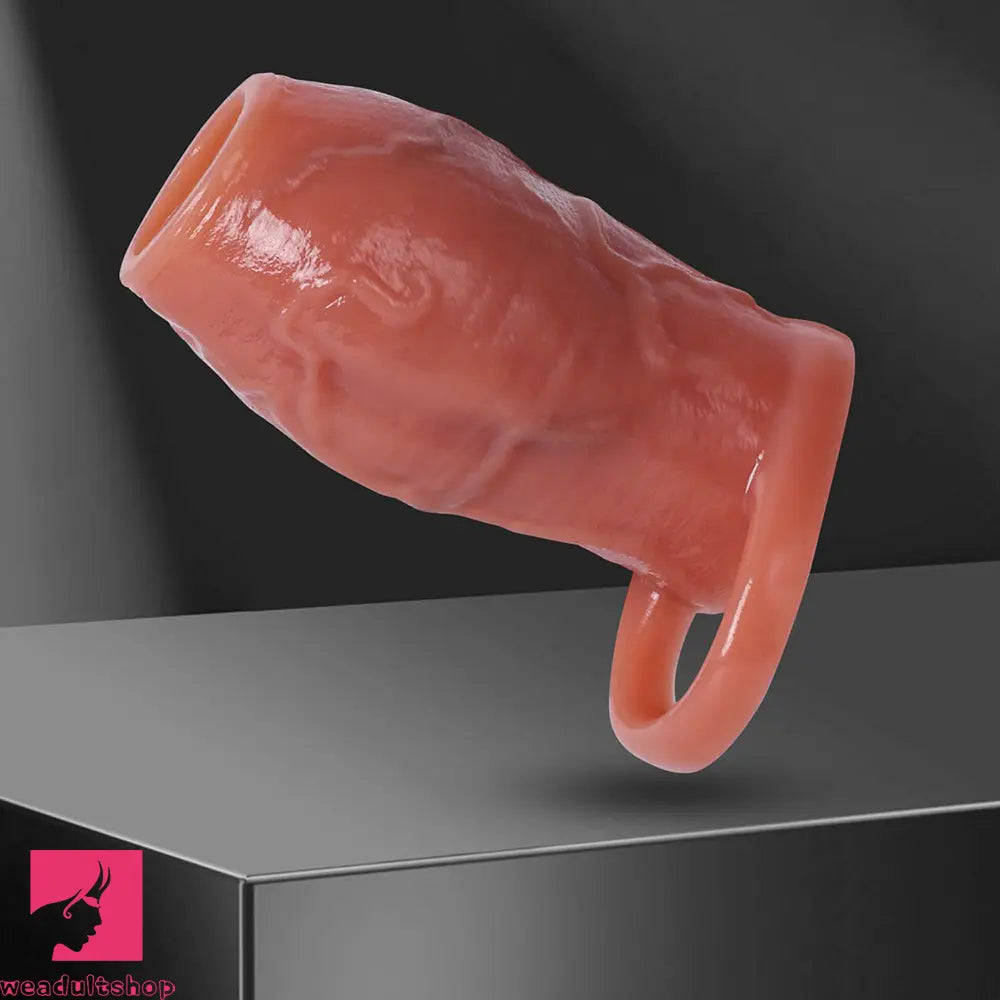 3.15in 3.54in 3.94in Realistic Veins Dildo Sleeve With Cock Ring Hollow Design