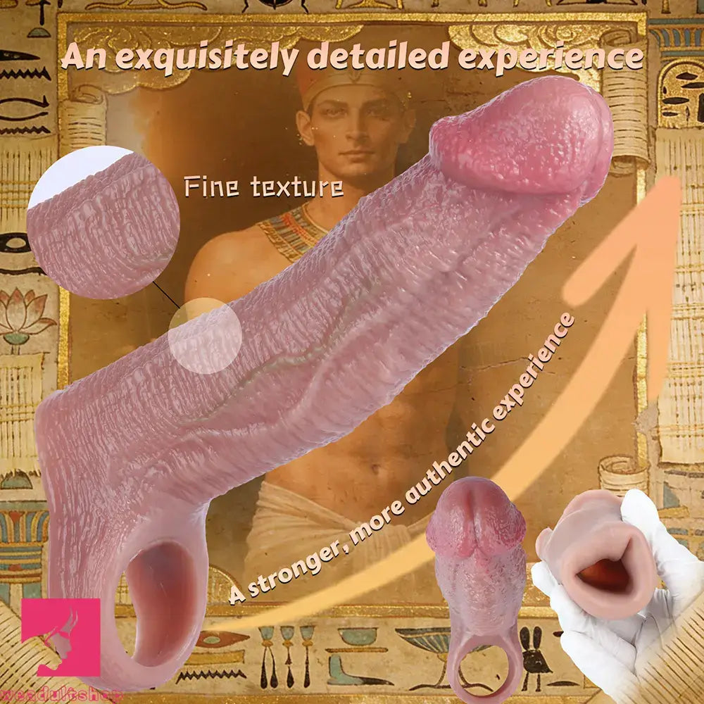 5.78in Realistic Feeling Silicone Soft Penis Sleeve Dildo For Enlargement Cock