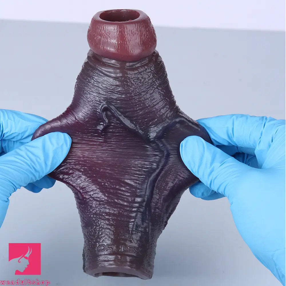 6.89in Platinum Silicone Real Feeling Dildo Sleeve Stretchy Penis Sleeve Ring