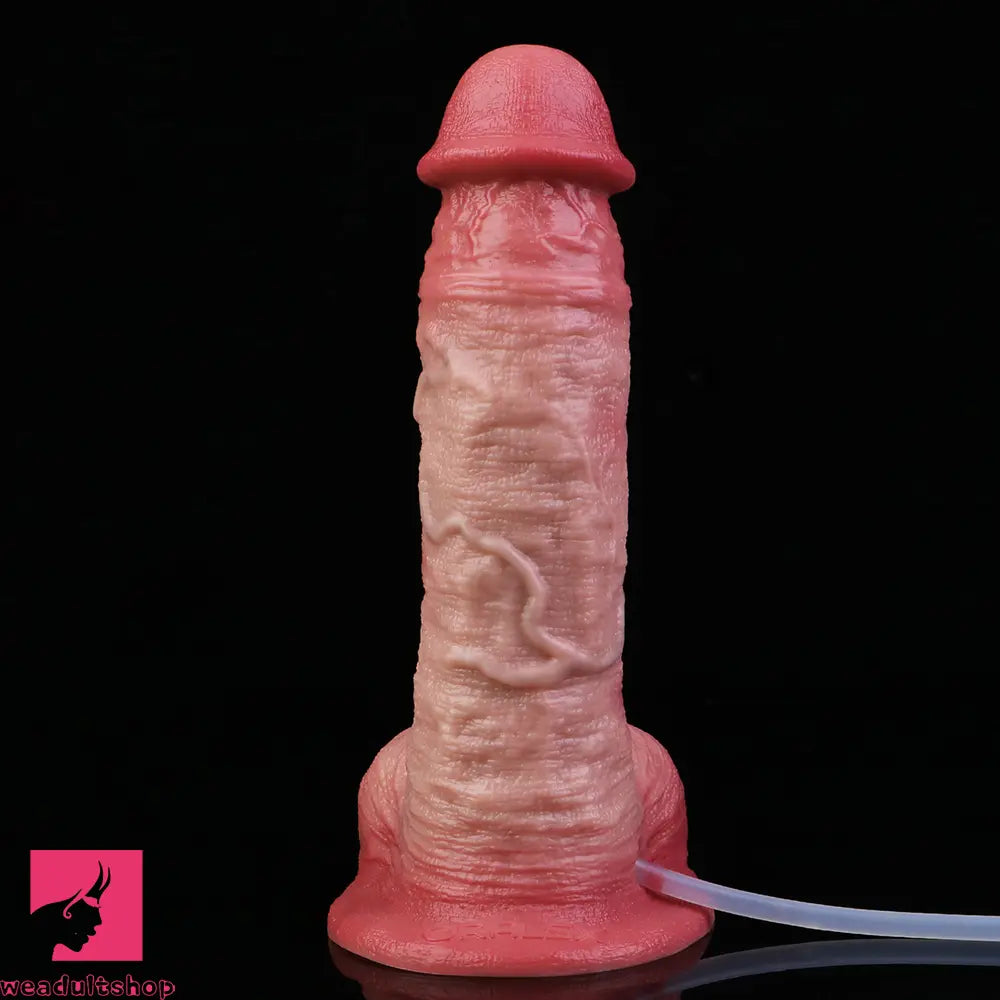 7.2in Liquid Silicone Double Layer Real Cock Cumming Dildo For Ejacluting