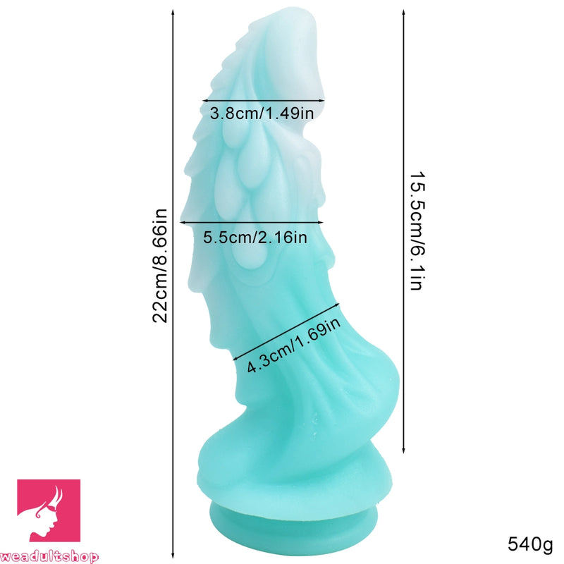 8.66in Luminous Soft Dragon Glowing Dildo Silicone Sex Toy For Prostate