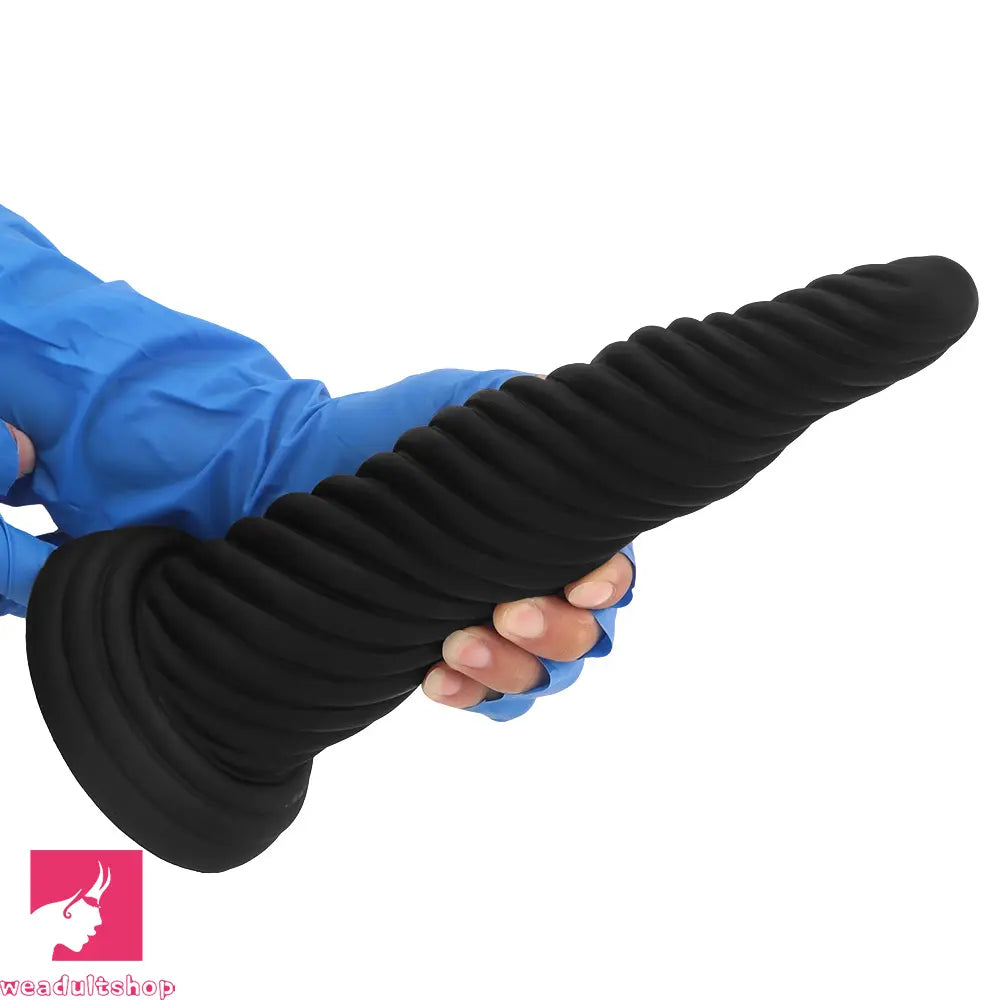 8.26in 10.43in 12in Silicone Thread Black Big Soft Dildo Anal Masturbator