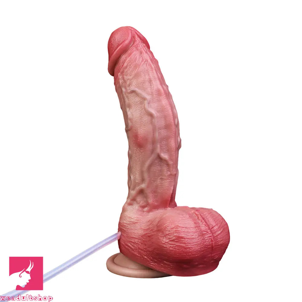 7.76in Flesh Lifelike Liquid Silicone Double Layer Lifelike Cumming Dildo