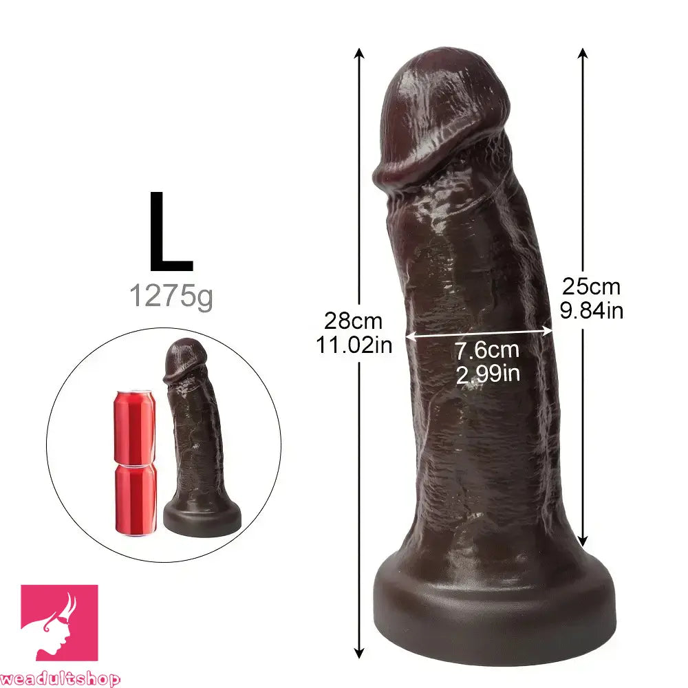 7.08in 8.85in 11.02in 12.79in Realistic Thick Big Soft Silicone Ebony Dildo