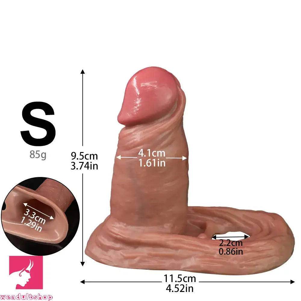 3.74in 5.11in 6.49in Realistic Hollow Small Cock Dildo Sleeve Cock Ring