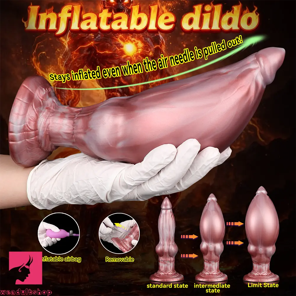 9.05in Inflatable Detachable Dual Layer Dildo High Elasticity Anal Sex Toy