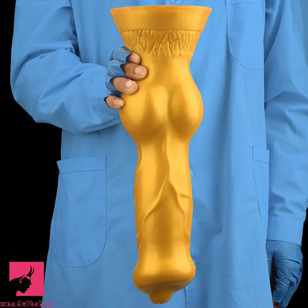 14.76in Golden Silicone Soft Huge Thick Dog Knot Dildo For Real Pleasure