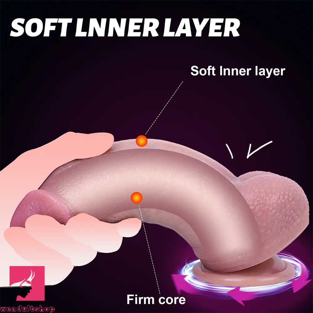 8in Silicone Soft Thick Lifelike Dildo For Female Masturbation Cock Toy