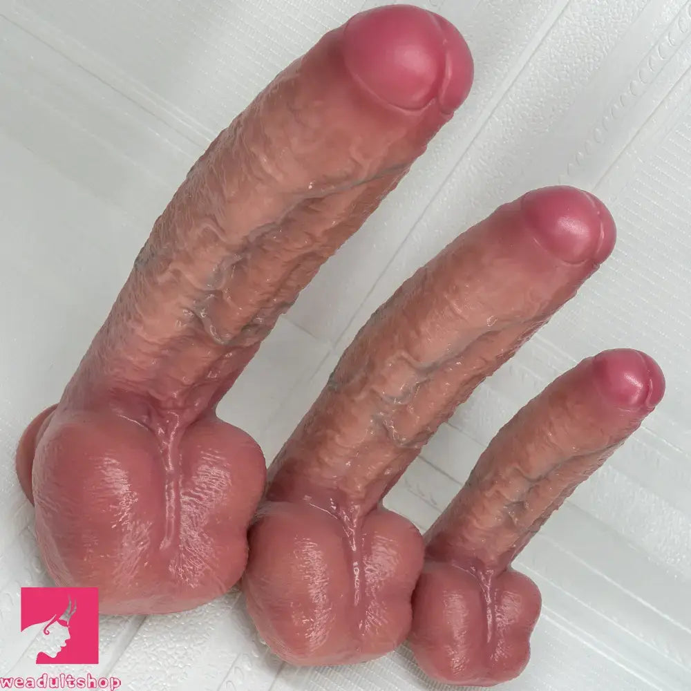8.07in 9.84in 12in Dual Density Silicone Foreskin Uncut Strap on Real Dildo