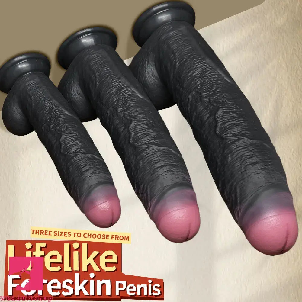 8.07in 9.84in 12in Foreskin Big Dildo Strap on Realistic Uncut Glans Soft Toy