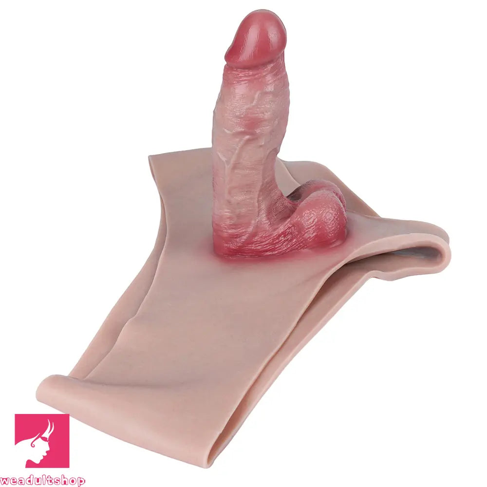 6.65in Silicone Realistic Feeling Strap on Dildo Pants Hollow Penis Sleeve