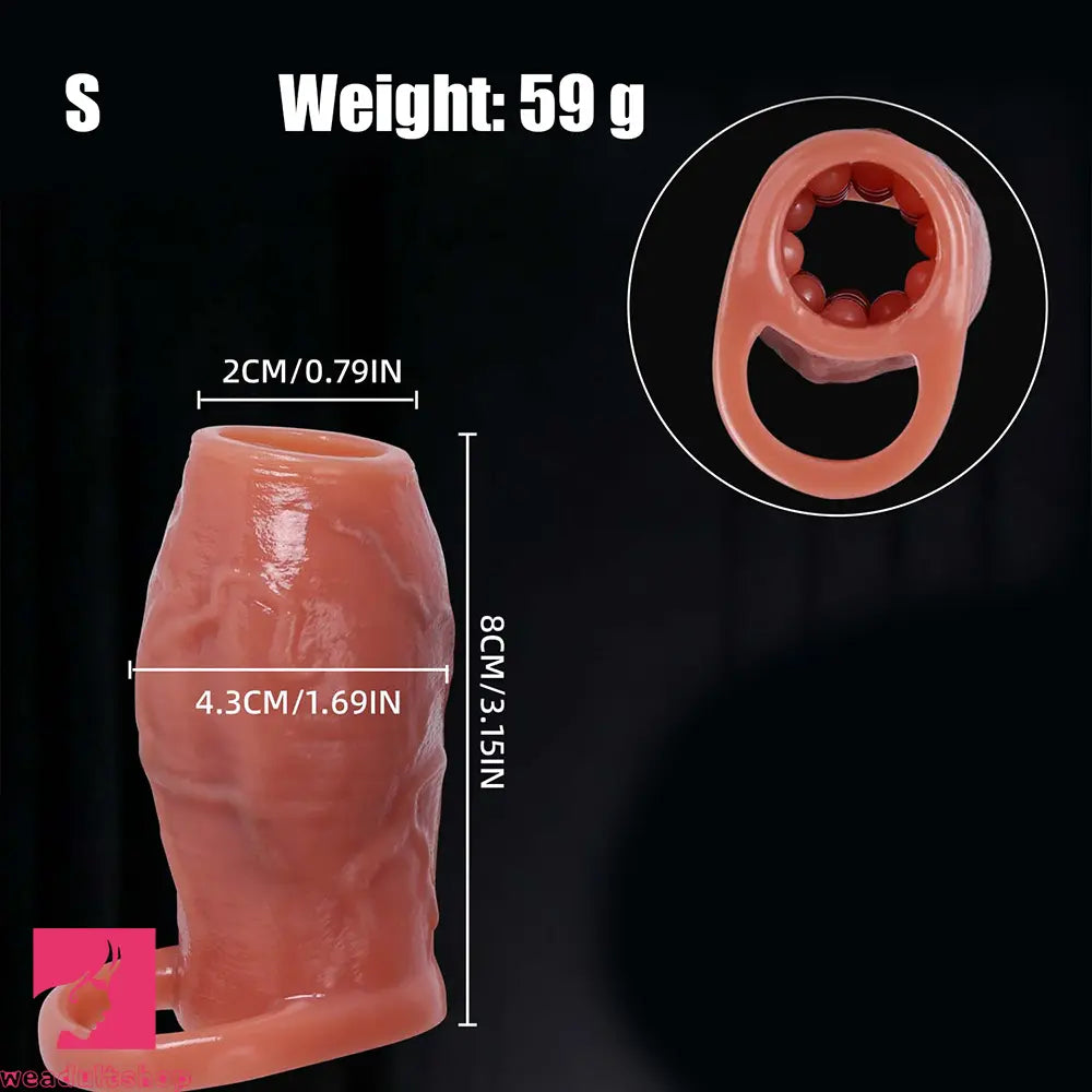 3.15in 3.54in 3.94in Realistic Veins Dildo Sleeve With Cock Ring Hollow Design