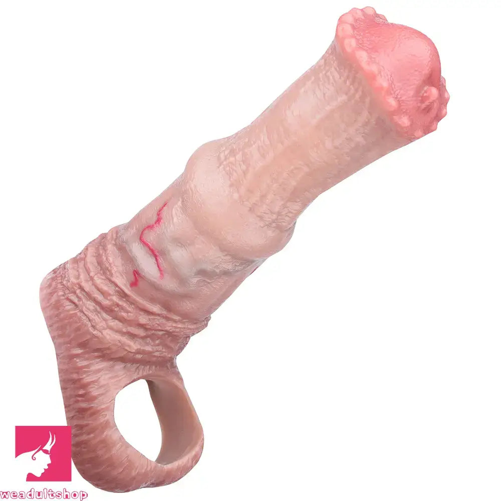 6.1in 7.71in Horse Penis Dildo Sleeve Realistic Skin Stem Pulse Cock Sleeve