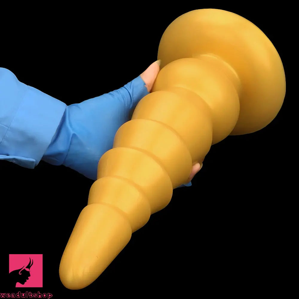 7.87in 11.41in 14.17in Golden Silicone Soft Anal Plug Dildo For Women Toy