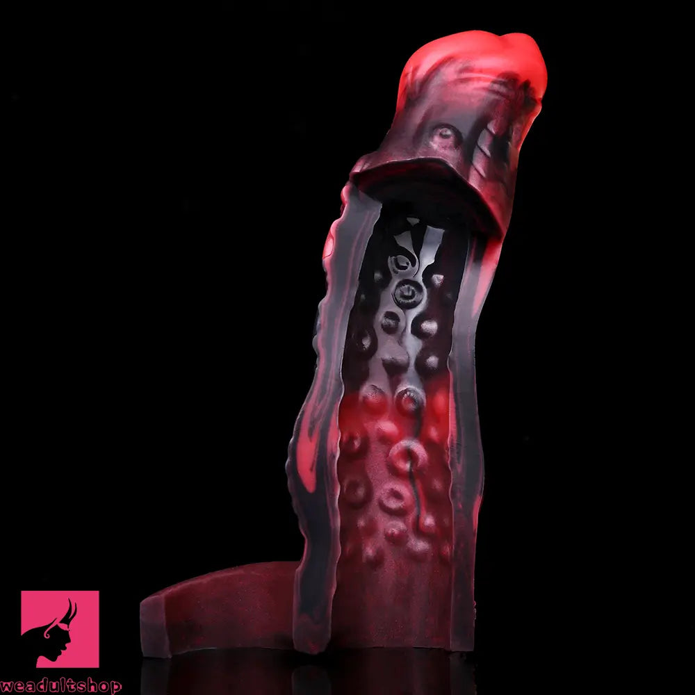 5.98in 7.09in Silicone Tentacle Cock Sleeve Knot Vibrating Hollow Dildo