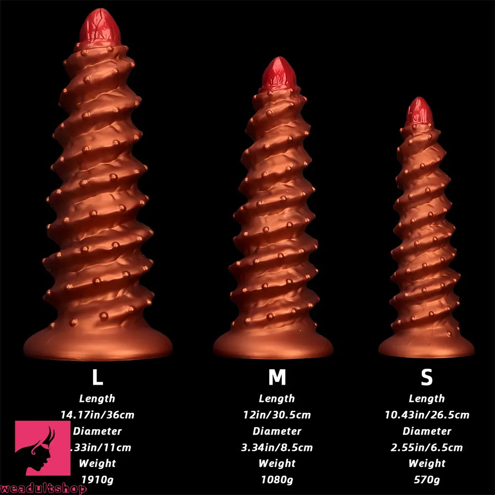 10.43in 12in 14.17in Extra-Big Long Threaded Silicone Sharp Head Dildo