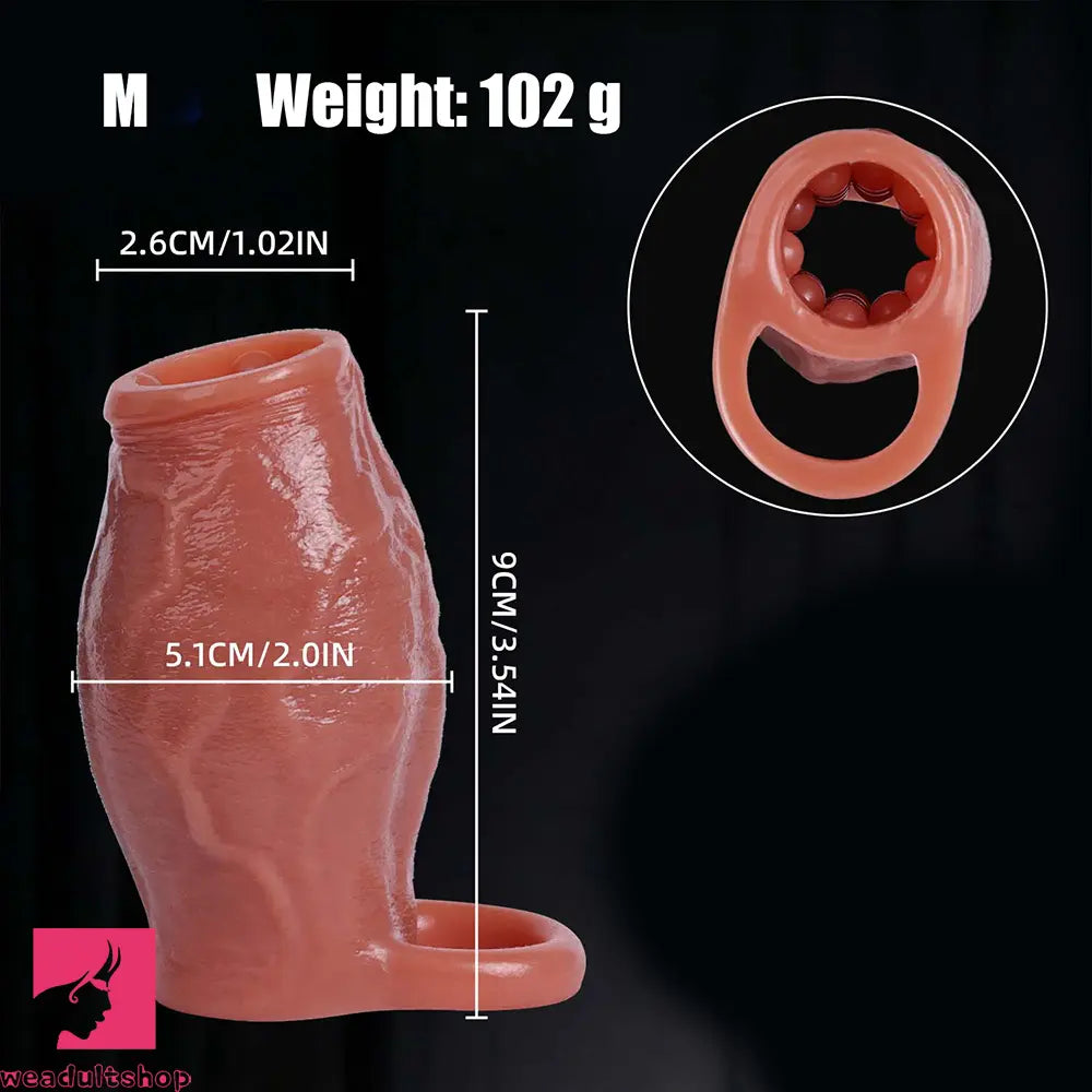 3.15in 3.54in 3.94in Realistic Veins Dildo Sleeve With Cock Ring Hollow Design
