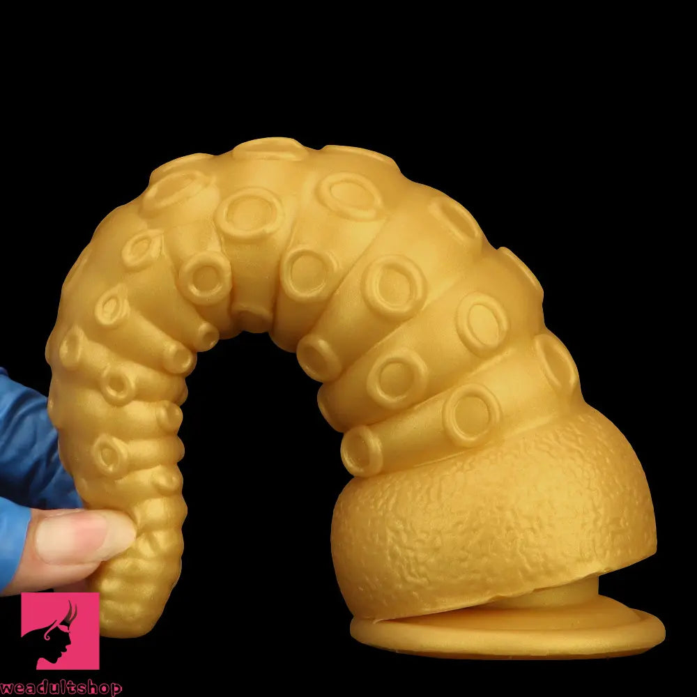 6.1in 6.88in 8.26in 8.66in Gold Silicone Multi-size Octopus Thick Sex Dildo