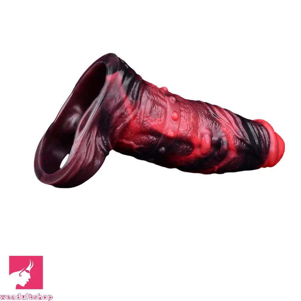 5.98in 7.09in Silicone Cock Sleeve Spiked Hollow Vibrating Odd Cock Dildo