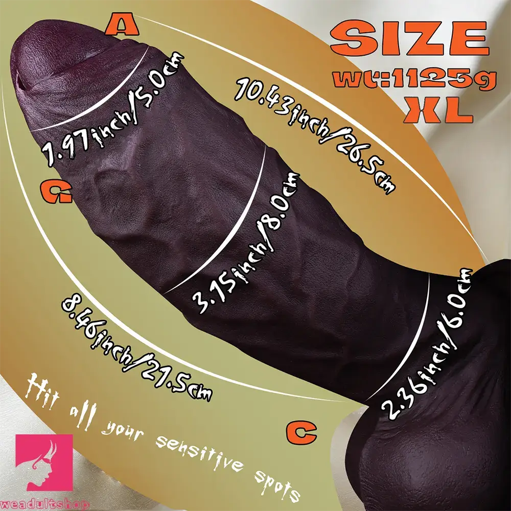 5.91in 7.48in 8.86in 10.43in Realistic Silicone Uncut Thick Dildo Sex Love Toy