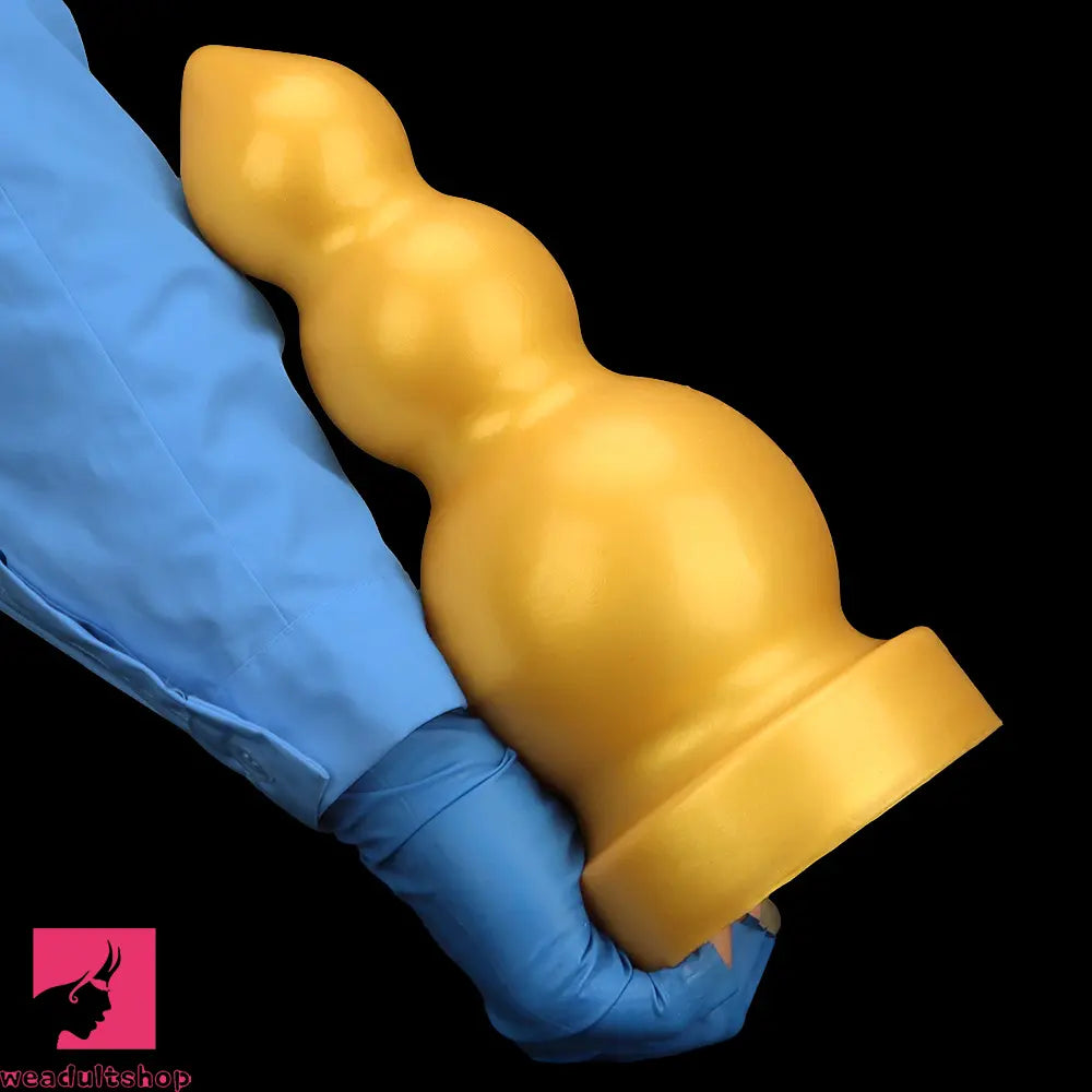 4.13in 5.91in 8.27in 10.63in Golden Soft Gourd-shaped 3-beads Dildo