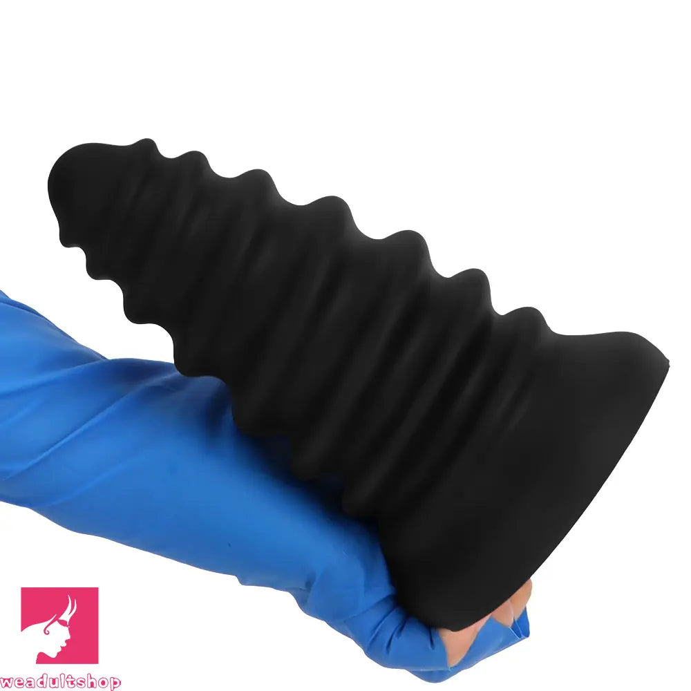 4.92in 5.7in 6.69in 7.48in Black Silicone Screws Anal Dilator Cock Dildo